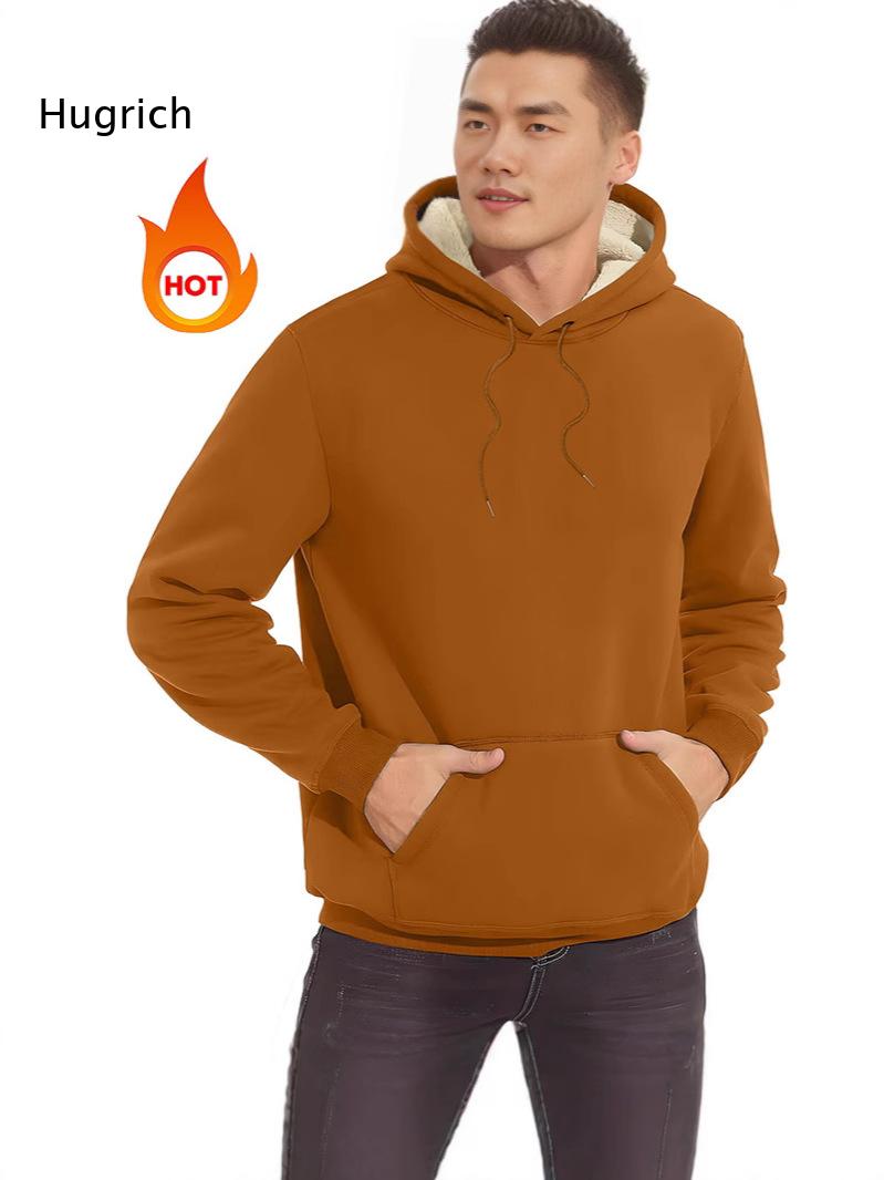 Sherpa Hoodie Fleece - Herren Sherpa-gefütterter Hoodie mit Kordelzug, Kängurutasche,