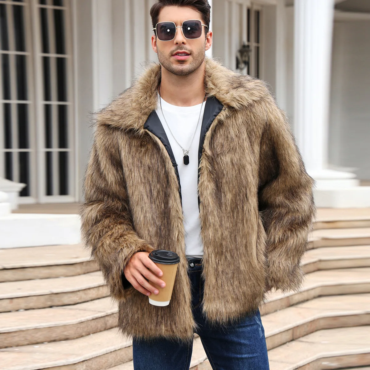 Männer Faux Fuchs Pelz Jacke M – Down Jacket Packable Bewertung und Preis